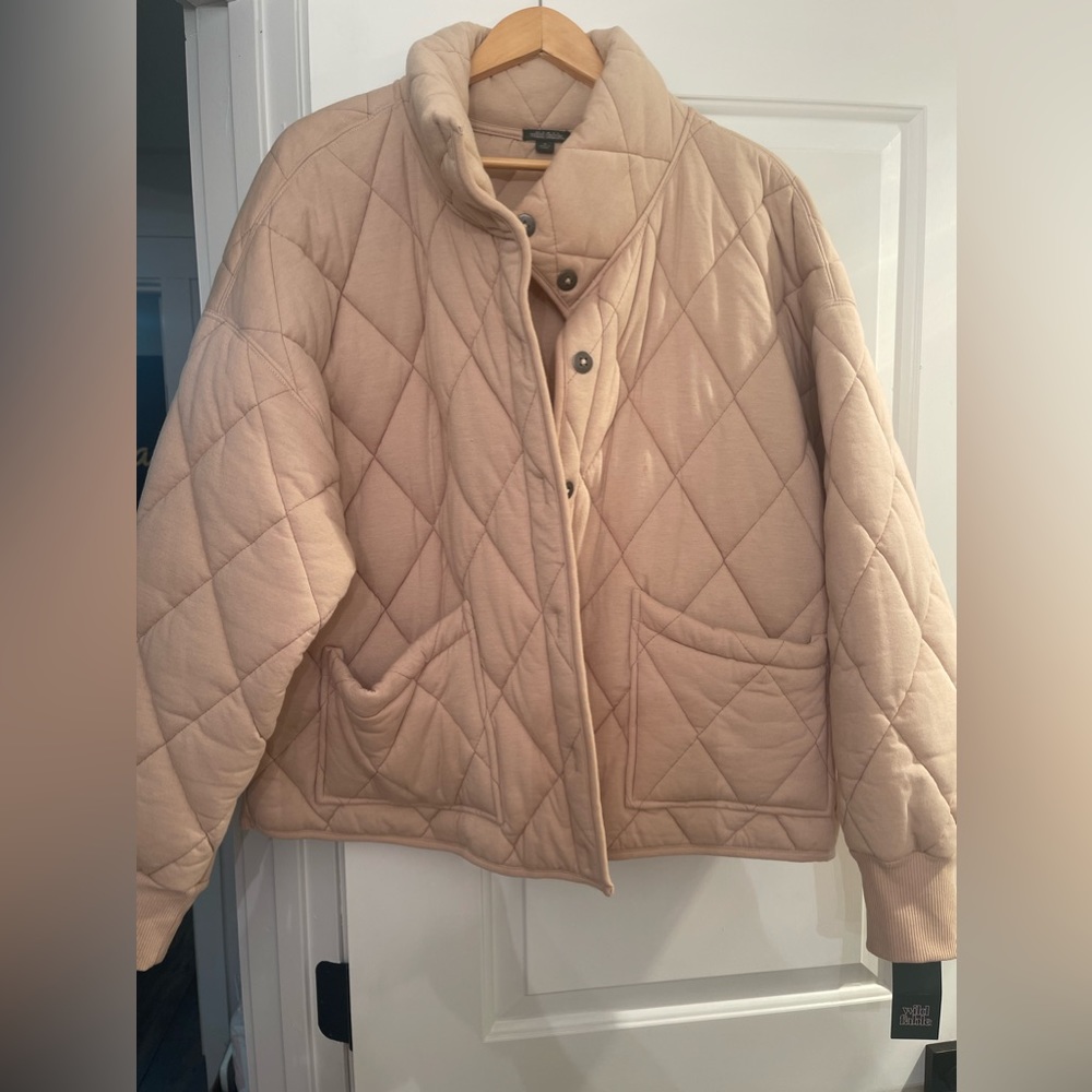 Wild Fable beige quilted zip up jacket new with tags